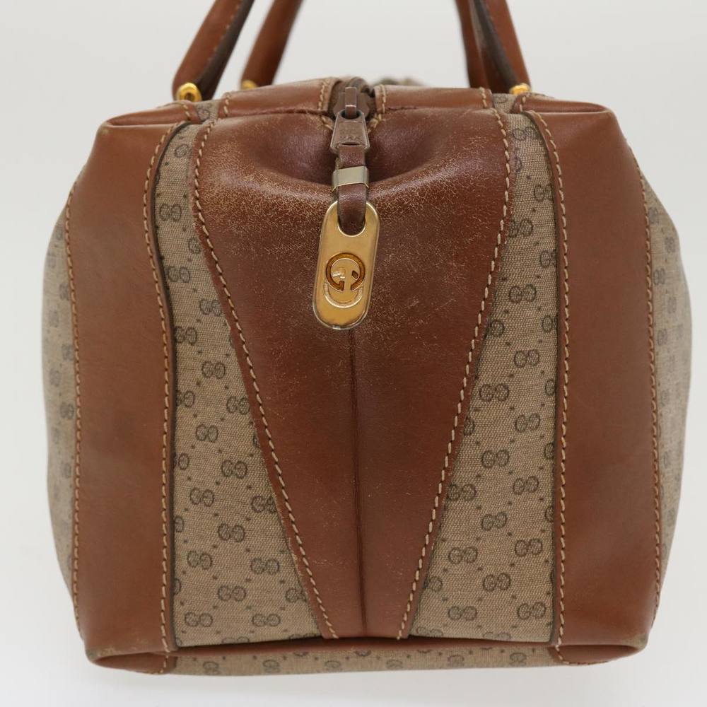 GUCCI Micro GG Canvas Boston Bag PVC Leather Beige Auth fm2107 - Picture 3 of 10